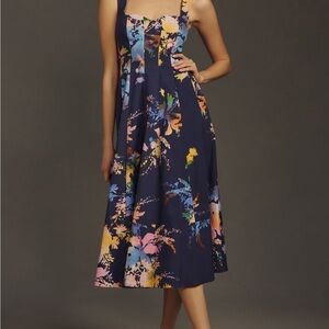 By Anthropologie Seamed Sweetheart Midi Dress